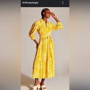 Anthropologie Hunter Bell Gold Printed Maxi Dress Size L